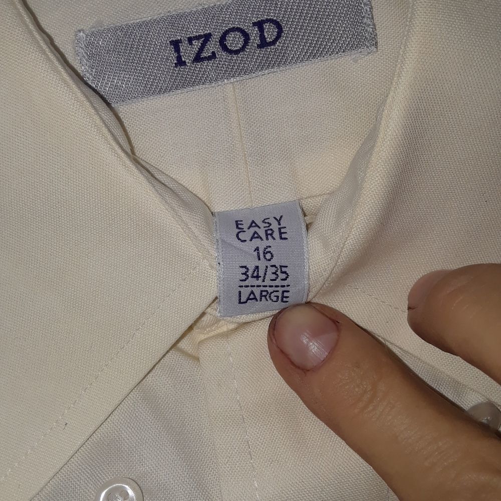 IZOD Men's Beige Dress Shirt, all cotton. - Picture 2 of 7